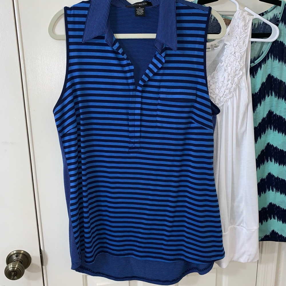 💜NEW 89th & MADISON TWO TONE BLUE TANK HI LOW